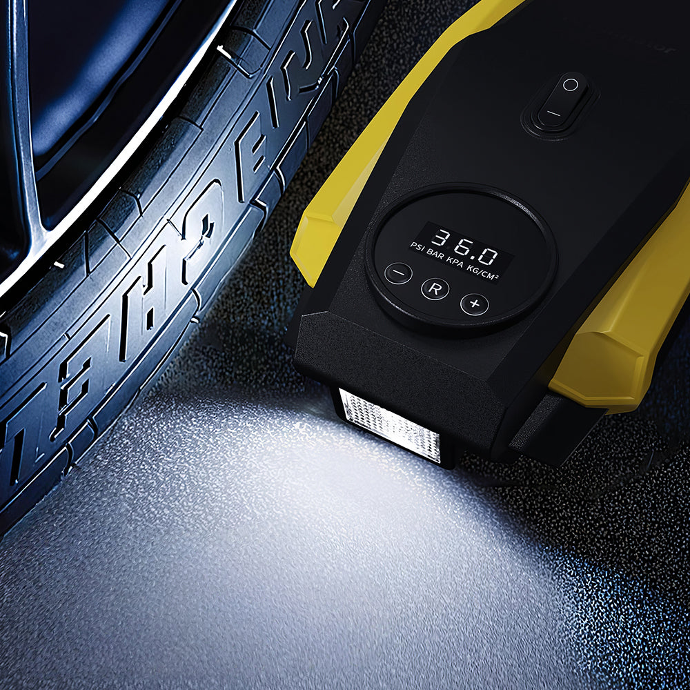 Portable 12V Tire Inflator with LED Light and Auto Shut Off
