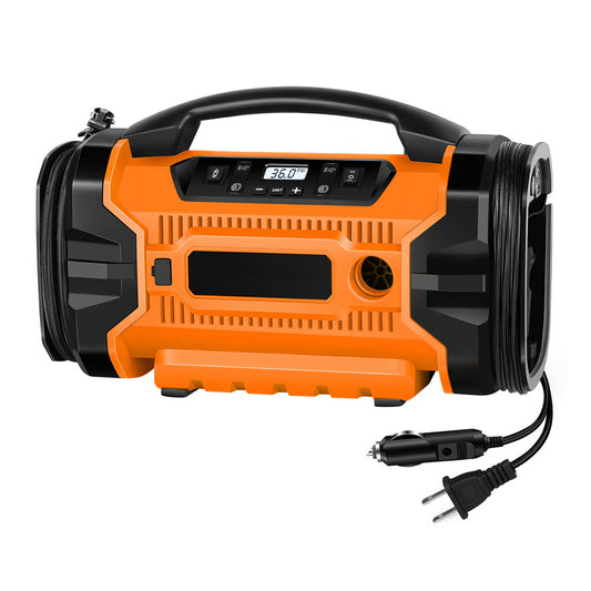 Portable Tire Inflator with Triple Power Supply and Dual Motors