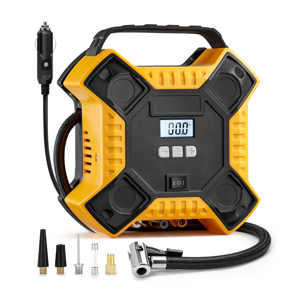 Portable 12V Air Compressor Tire Inflator with LED and LCD Display