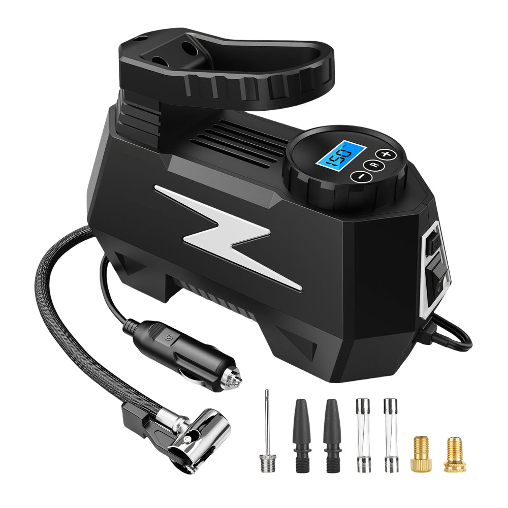 Portable DC 12V Tire Inflator with Digital Gauge and LED Light 150 PSI