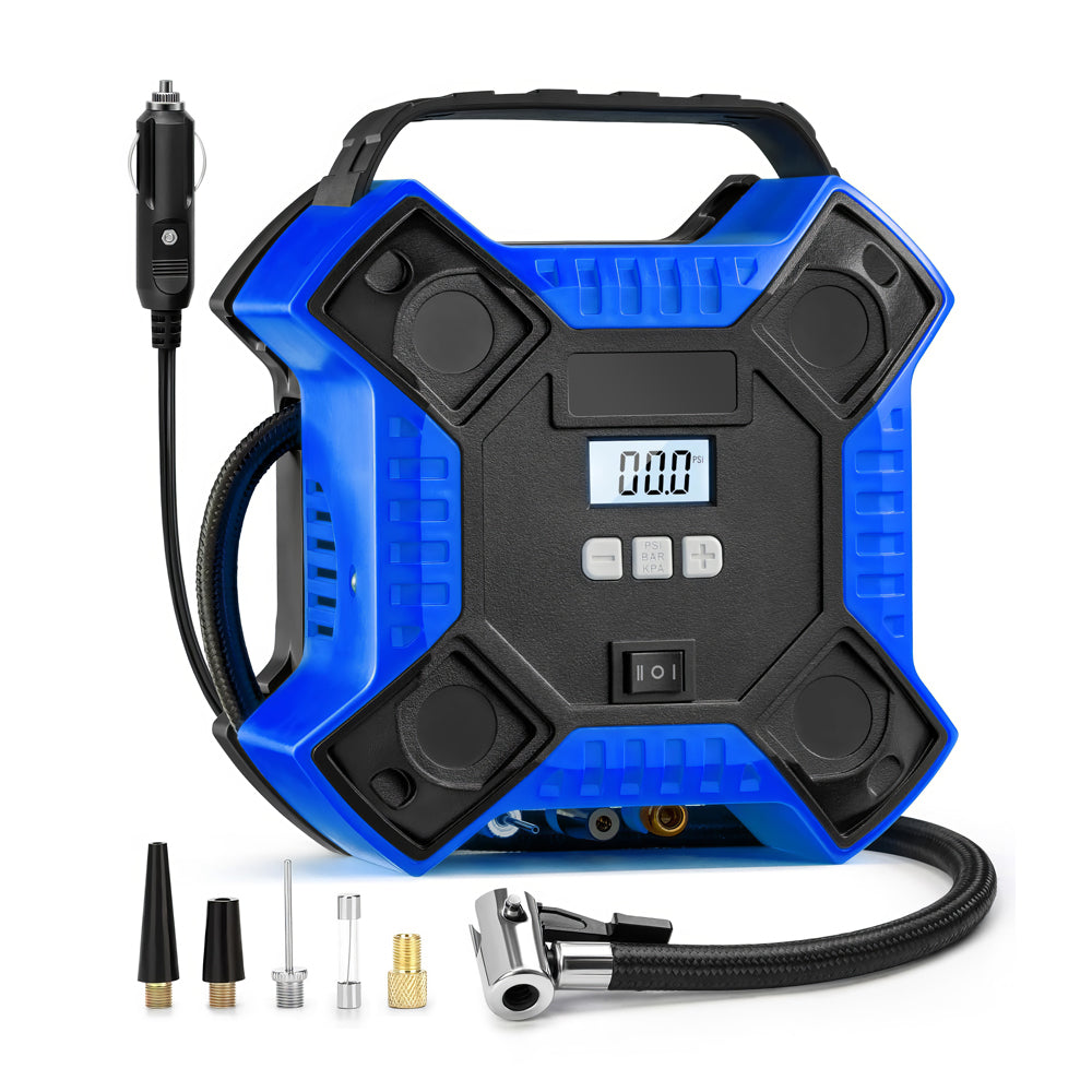 Portable 12V Air Compressor Tire Inflator with LED and LCD Display