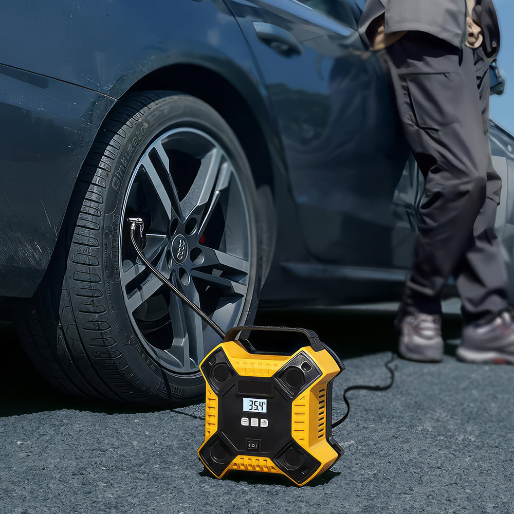 Portable 12V Air Compressor Tire Inflator with LED and LCD Display