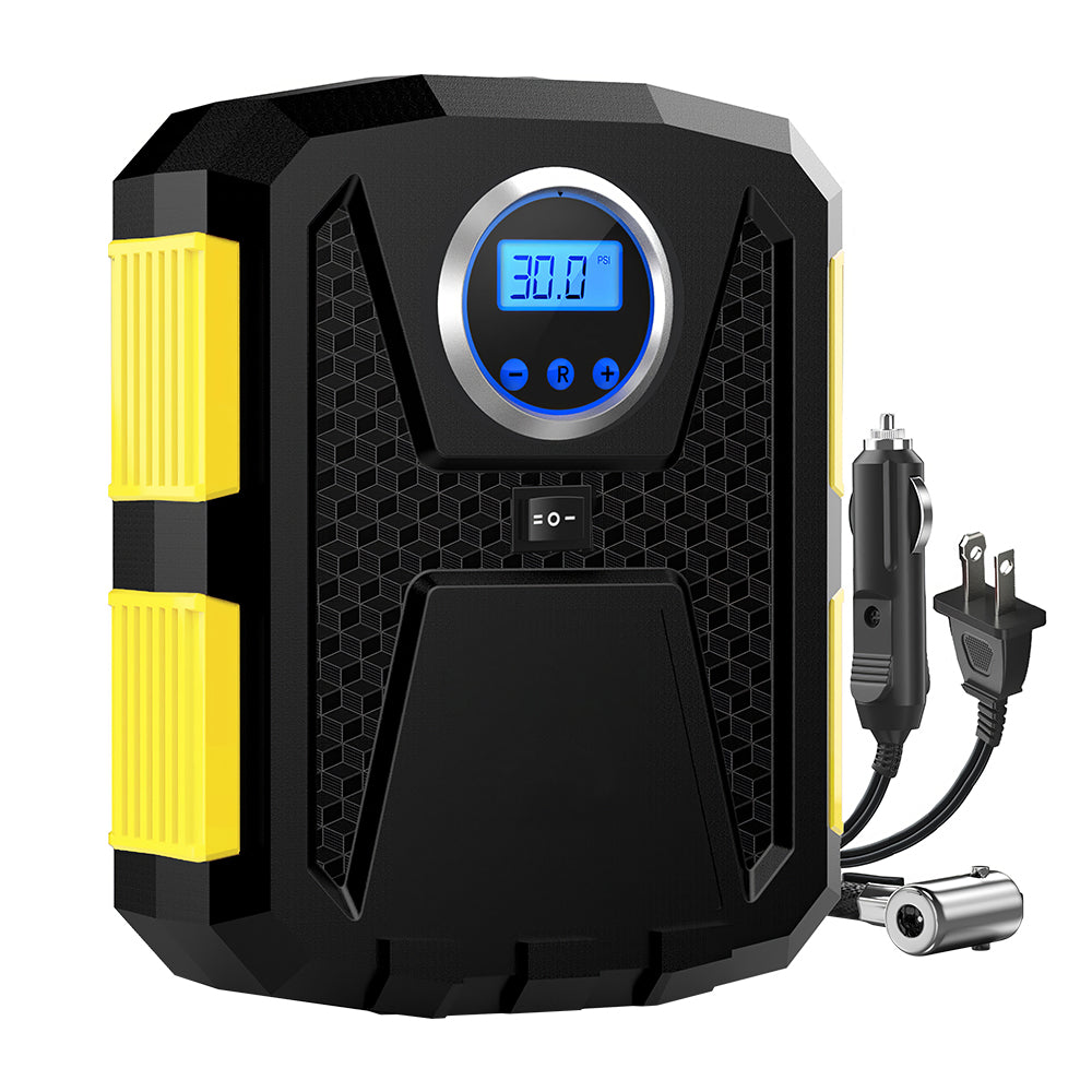 Portable 12V Tire Inflator Air Compressor with LED and Auto Shutoff