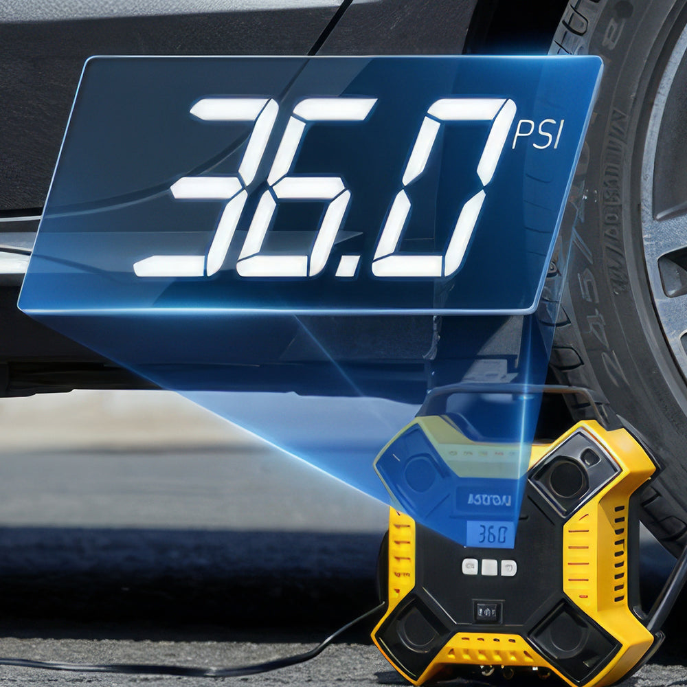 Portable 12V Air Compressor Tire Inflator with LED and LCD Display