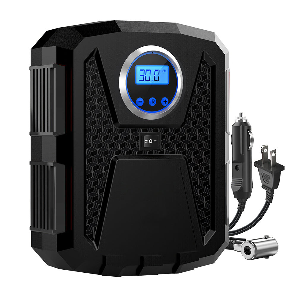 Portable 12V Tire Inflator Air Compressor with LED and Auto Shutoff