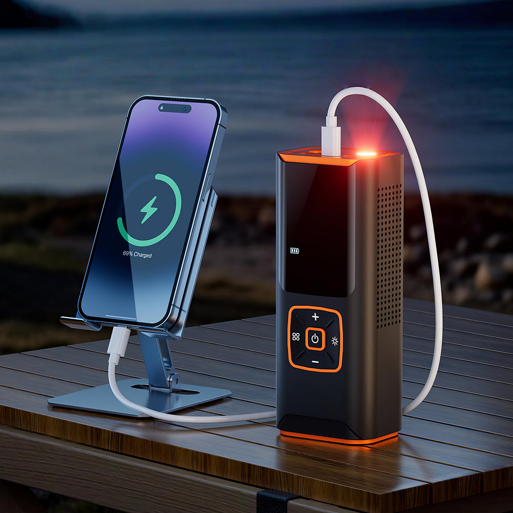 Cordless Tire Inflator 180PSI with LCD Display and LED Flashlight